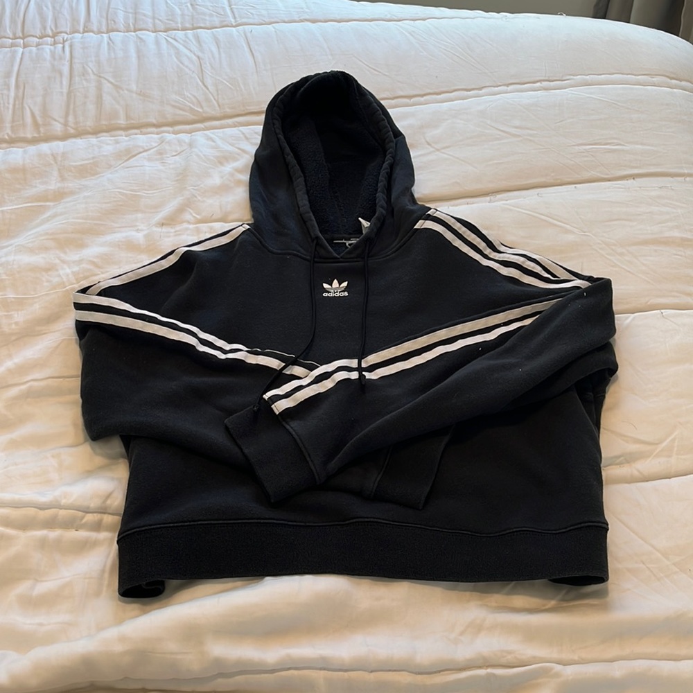 Black cropped Adidas hoodie